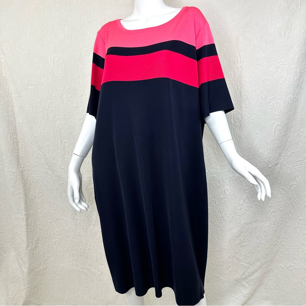 Misook 2X NWT $358 Colorblock Stripe Short Sleeve Dress